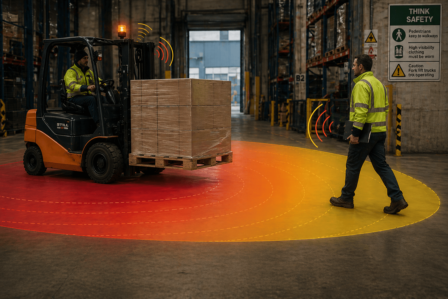 Forklift collision prevention forklift to worker