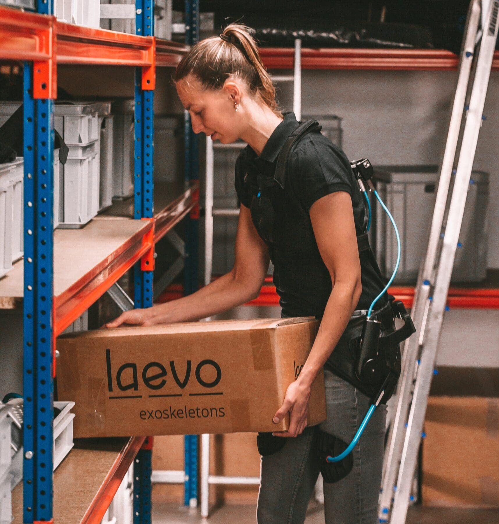 warehouse worker laevo exosuit